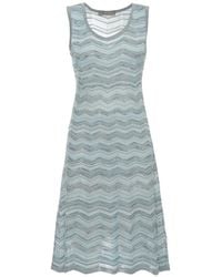 D.exterior - Chevron-Knit Metallic-Thread Midi Dress - Lyst