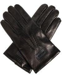 Moschino - Logo-Patch Leather Gloves - Lyst