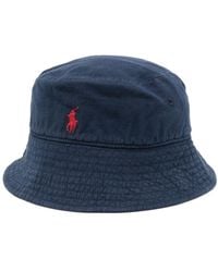Polo Ralph Lauren - Embroidered-logo Linen Bucket Hat - Lyst