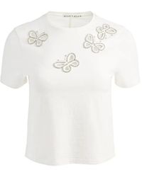 Alice + Olivia - Crystal-Embellished Cutout T-Shirt - Lyst