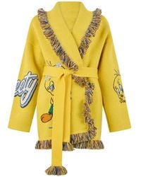 Alanui - X Looney Tunes Tweety Jacquard-Knit Fringed Cardigan - Lyst