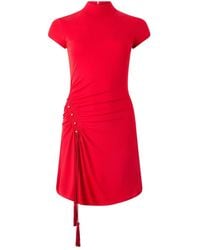 Roberto Cavalli - Gathered-Detail Mini Dress - Lyst