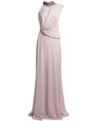 Gemy Maalouf - Asymmetrical Embellished-Collar Maxi Dress - Lyst