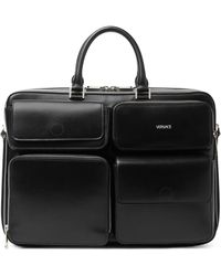 Versace - Multi-pockets Leather Briefcase - Lyst