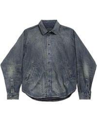 Balenciaga - Logo-Embroidered Button Shirt Jacket - Lyst