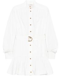 Zimmermann - Belted Button-Front Mini Dress - Lyst