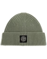 Stone Island - Rib-Knit Logo-Patch Beanie - Lyst