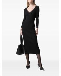 Gaelle Paris - Lace-Trim Ribbed-Knit Midi Dress - Lyst