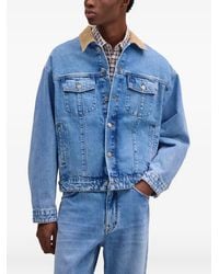 NN07 - Roy Corduroy-Collar Denim Jacket - Lyst