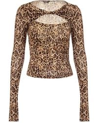 Just Cavalli - Leopard-Print Twist-Detail Top - Lyst