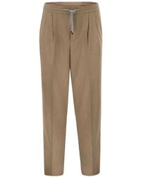 Brunello Cucinelli - Pantalones Plisados Con Cordones - Lyst