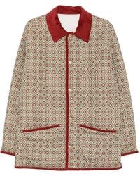 Drole de Monsieur - Geometric-Print Corduroy-Collar Jacket - Lyst