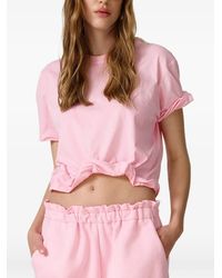 Pink - Twist-Detail T-Shirt - Lyst