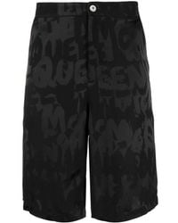 Alexander McQueen - Graffiti Logo-jacquard Shorts - Lyst