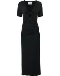 Carolina Herrera - Robe Mi-Longue Froncée À Col V - Lyst