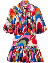 Emilio Pucci - Abstract Print Gathered Minidress - Lyst