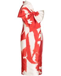 Amsale - Abstract-print Oversize-bow Midi Dress - Lyst