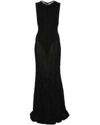 Self-Portrait - Crystal-Embellished Ribbed-Knit Maxi Dress - Lyst