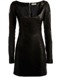 Bally - Long-sleeve Leather Mini Dress - Lyst