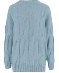 Allude - Jersey con cuello redondo y punto de ochos - Lyst