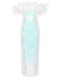 Nissa - Feather-Trim Sequin-Design Dress - Lyst