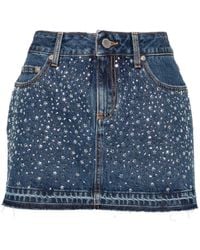 Alessandra Rich - Denim Mini-Rok Met Studs - Lyst