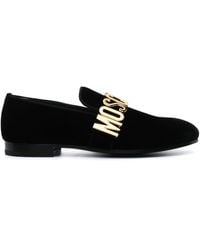Moschino - Logo-lettering Leather Loafers - Lyst