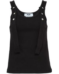 MSGM - Button-Detail Ribbed Tank Top - Lyst