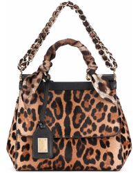 Dolce & Gabbana - Mittelgroße Sicily Handtasche mit Leoparden-Print - Lyst