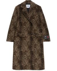 MSGM - Leopard-Print Double-Breasted Coat - Lyst
