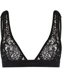 DSquared² - Logo-embroidered Lace Bra - Lyst