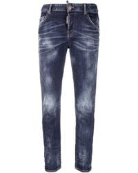 DSquared² - Vaqueros capri con efecto envejecido - Lyst