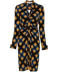 Diane von Furstenberg - Sheska Ruched Check-Print Dress - Lyst