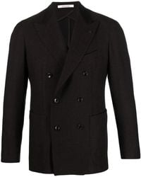 Tagliatore - Brooch-Detail Double-Breasted Virgin-Wool Blazer - Lyst