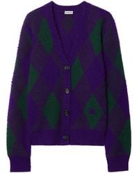 Burberry - Cárdigan con motivo de rombos en intarsia - Lyst