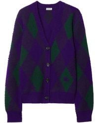 Burberry - Cárdigan Con Motivo De Rombos En Intarsia - Lyst