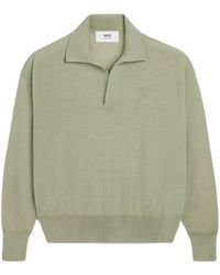 Ami Paris - Ami De Coeur Knitted Polo Shirt - Lyst
