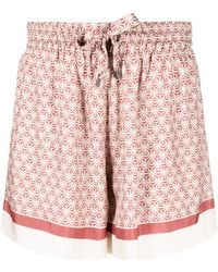 Brunello Cucinelli - Geometric-Print Silk Shorts - Lyst