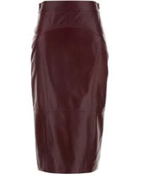 Max Mara - Leather Panel Midi Skirt - Lyst