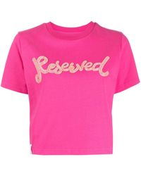 Izzue - Reserved Cropped-T-Shirt mit Perlen - Lyst
