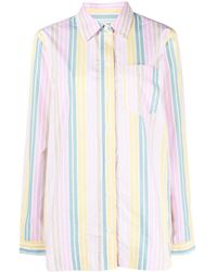Ganni - Striped Organic Cotton Shirt - Lyst