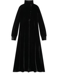 Maliparmi - High-Neck Button-Front Velvet Maxi Dress - Lyst