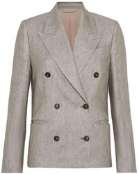 Brunello Cucinelli - Linen Double-breasted Jacket - Lyst