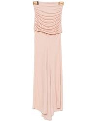 Elisabetta Franchi - Ruched Logo-Plaque Asymmetric Skirt - Lyst