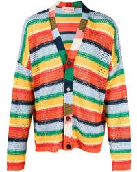 Marni - Striped Open-knit Cardigan - Lyst