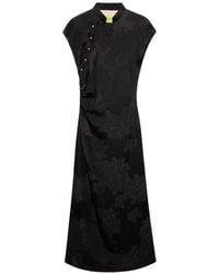 Shanghai Tang - Floral Qipao Ruched Midi Dress - Lyst