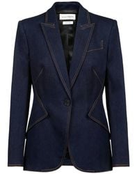 McQueen - Contrast-Stitch Single-Breasted Blazer - Lyst