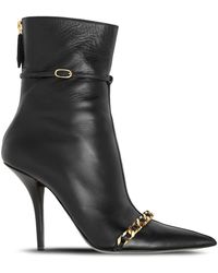 Burberry - Chain-detailed Leather Ankle Boots - Lyst
