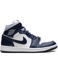 Nike - Zapatillas Air 1 Mid "Football Grey/White/Midnight Navy" - Lyst