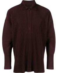 Homme Plissé Issey Miyake - Plissé-effect Long-sleeve Polo Shirt - Lyst